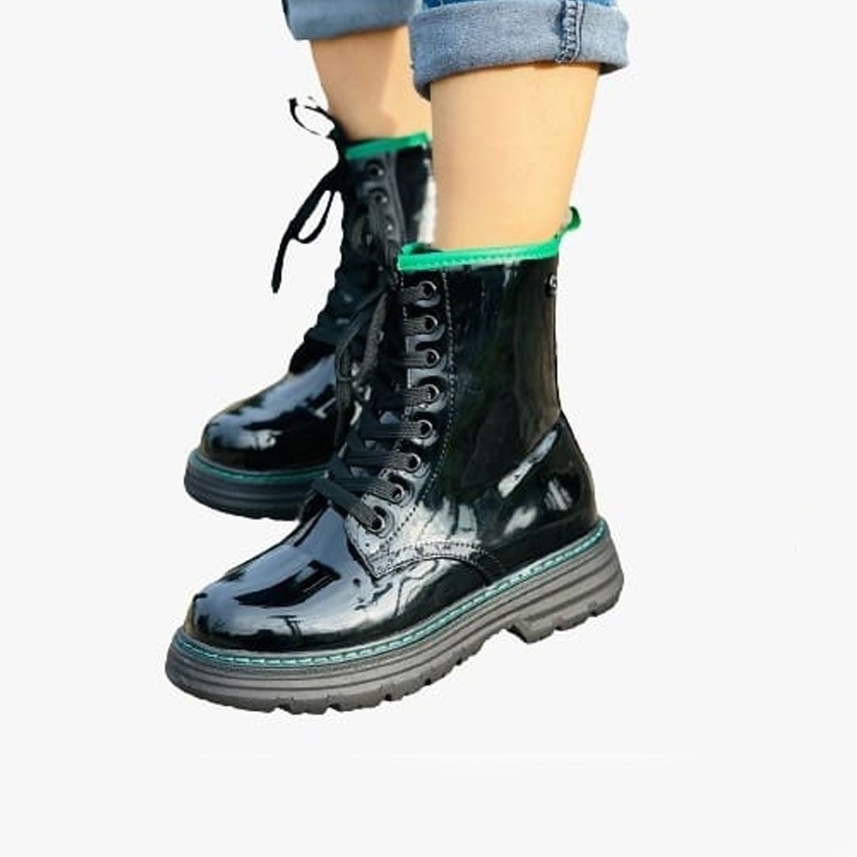 HERIEL - Botín Charol Combat Mujer