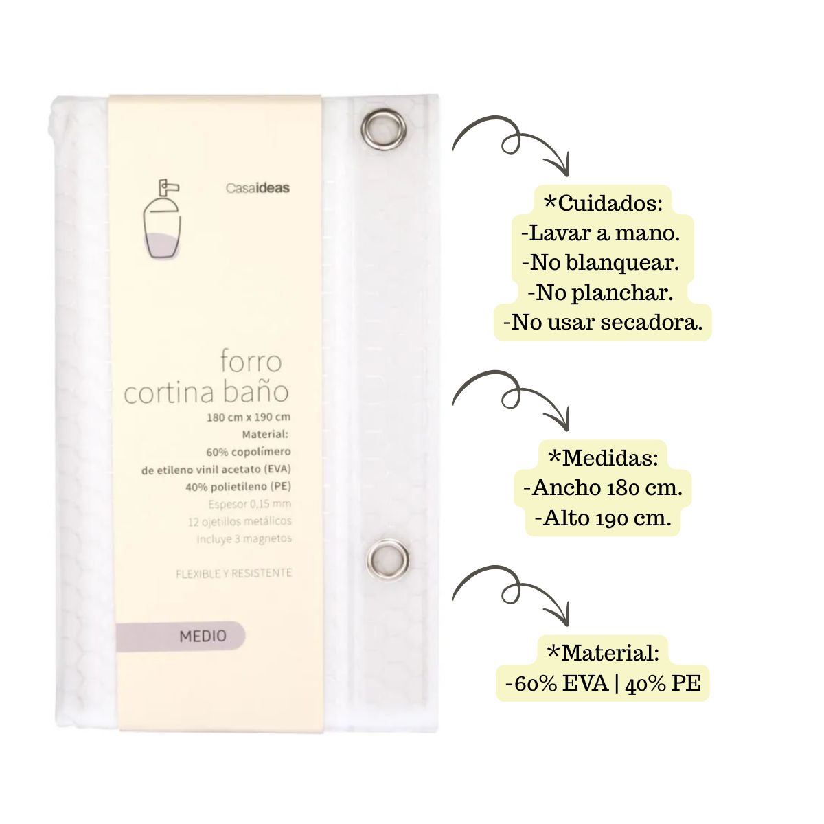 EKOL TACTICA MILITAR - Forro Cortina Peva Texturizada Para Baño Resistente Flexible.