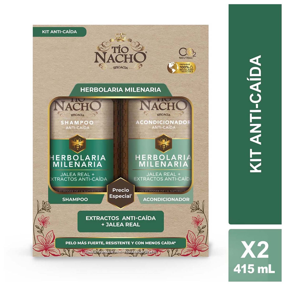 TIO NACHO - Pack Tío Nacho Herbolaria 1 Shampoo + 1 Acondicionador Cu 415 ml