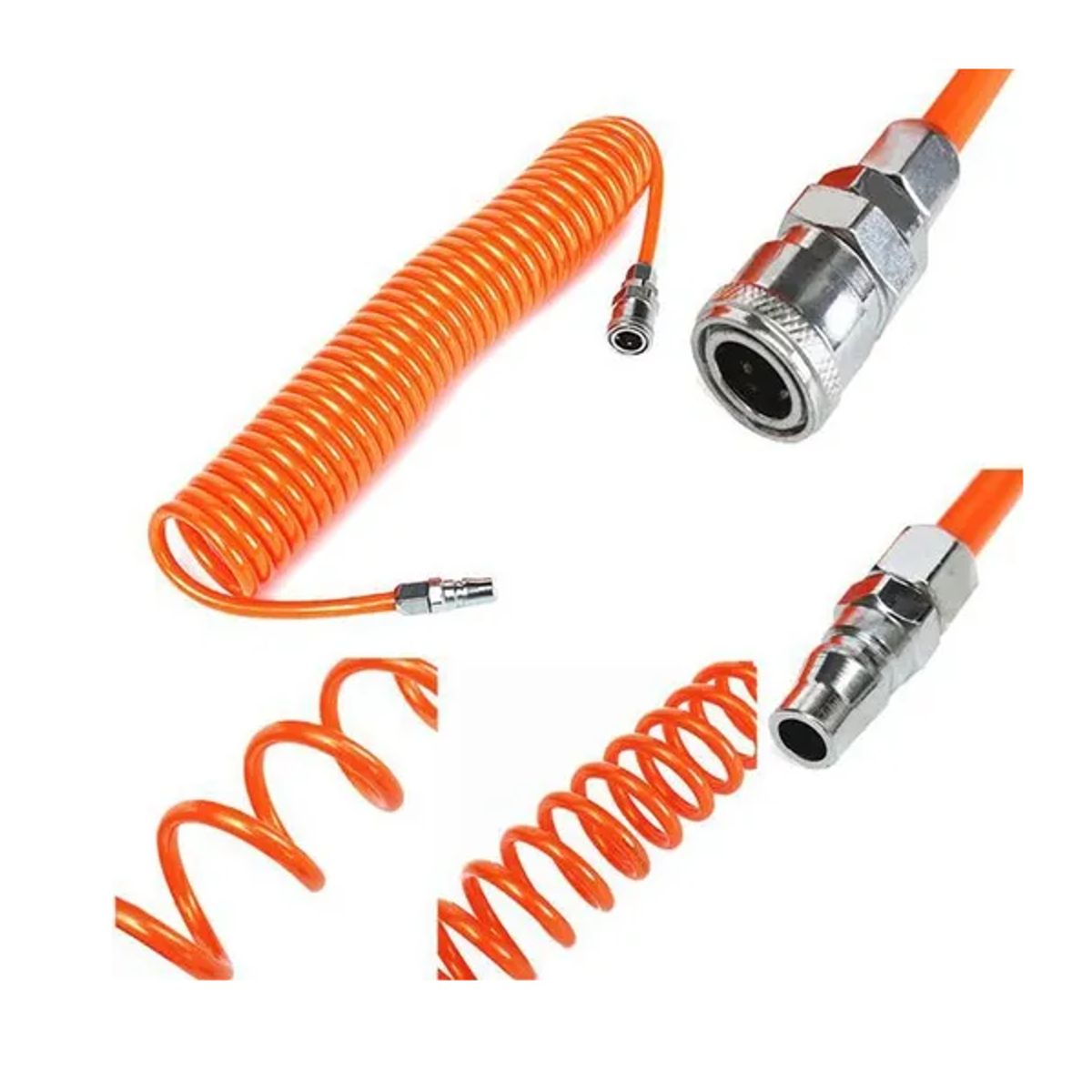 GENERICO - Manguera Espiral Para Compresor De Aire 15mts Con Acoples Color Naranja