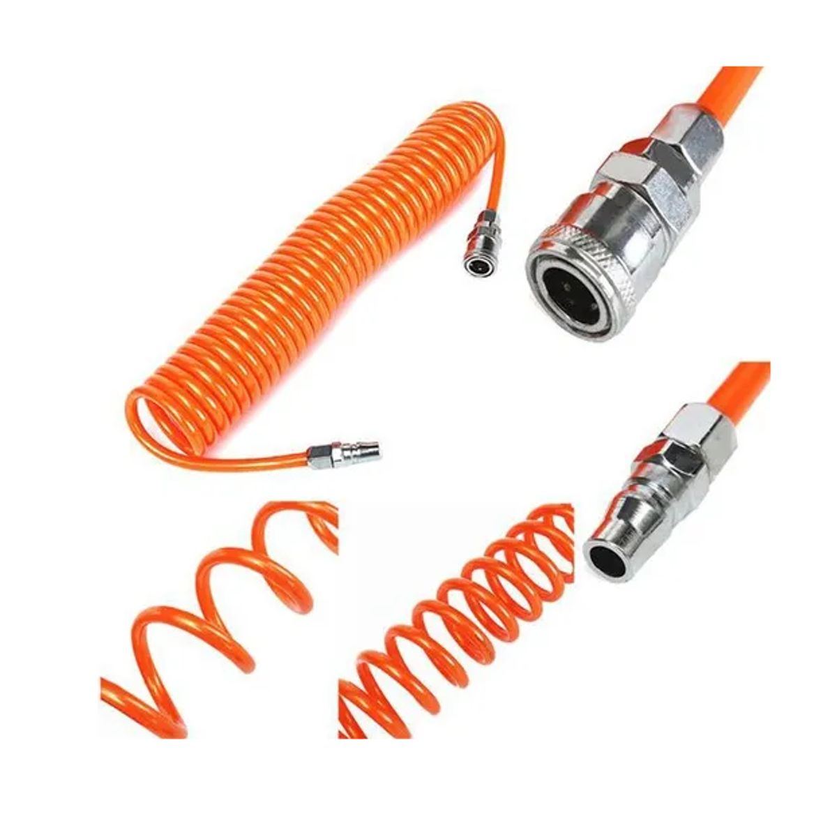 GENERICO - Manguera Espiral Para Compresor De Aire 15mts Con Acoples Color Naranja
