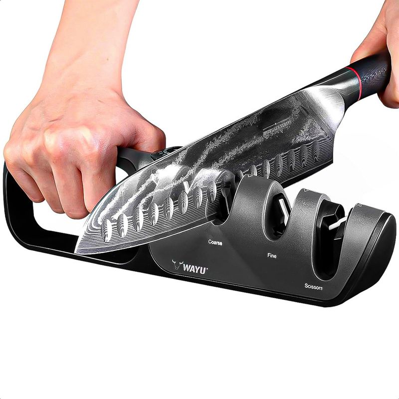 GENERICO - Afilador Cuchillo Afilador Profesional Afilador 3 En 1 Wayu
