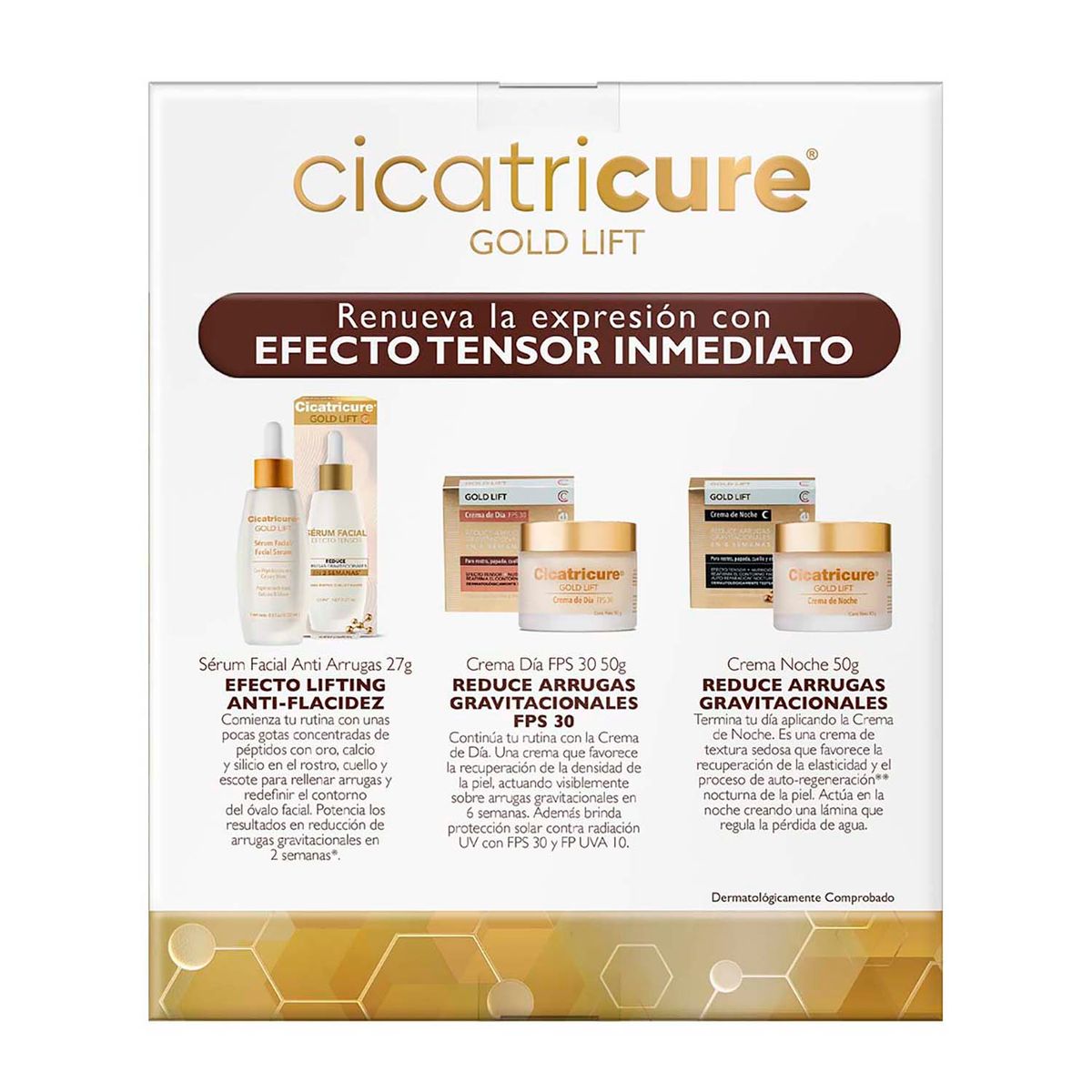 CICATRICURE - PACK GOLD LIFT CREMA DIA + CREMA NOCHE + SERUM