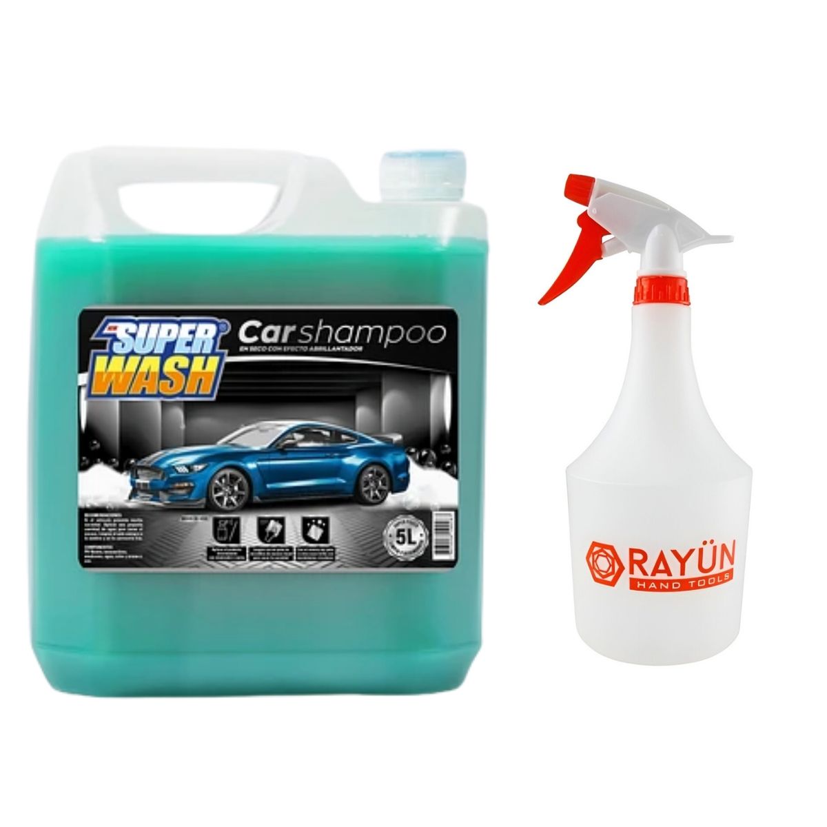 GENERICO - Pack Shampoo Para Auto En Seco Super Wash + Pulverizador 1l