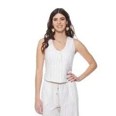 WADOS - VEST SIN MANGA LINO LISTADO ABOTONADO EN EL DELANTERO