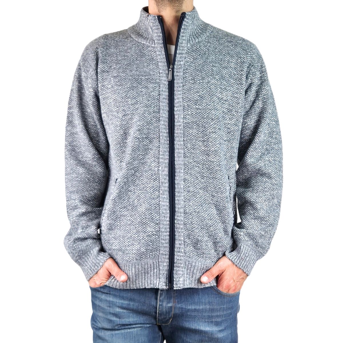 LIKE SHOP - Chaleco Sweater Frisado Hombre Cuello Alto Con Cierre 2099
