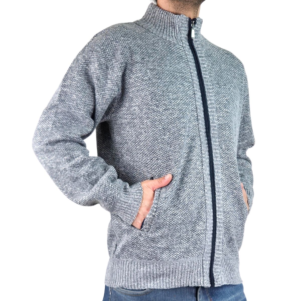 LIKE SHOP - Chaleco Sweater Frisado Hombre Cuello Alto Con Cierre 2099
