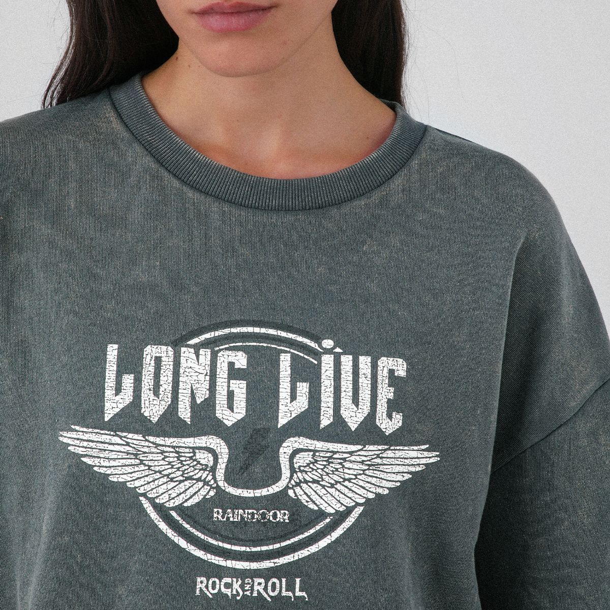 RAINDOOR - Polerón Cerrado Estampado Gris Mujer Raindoor