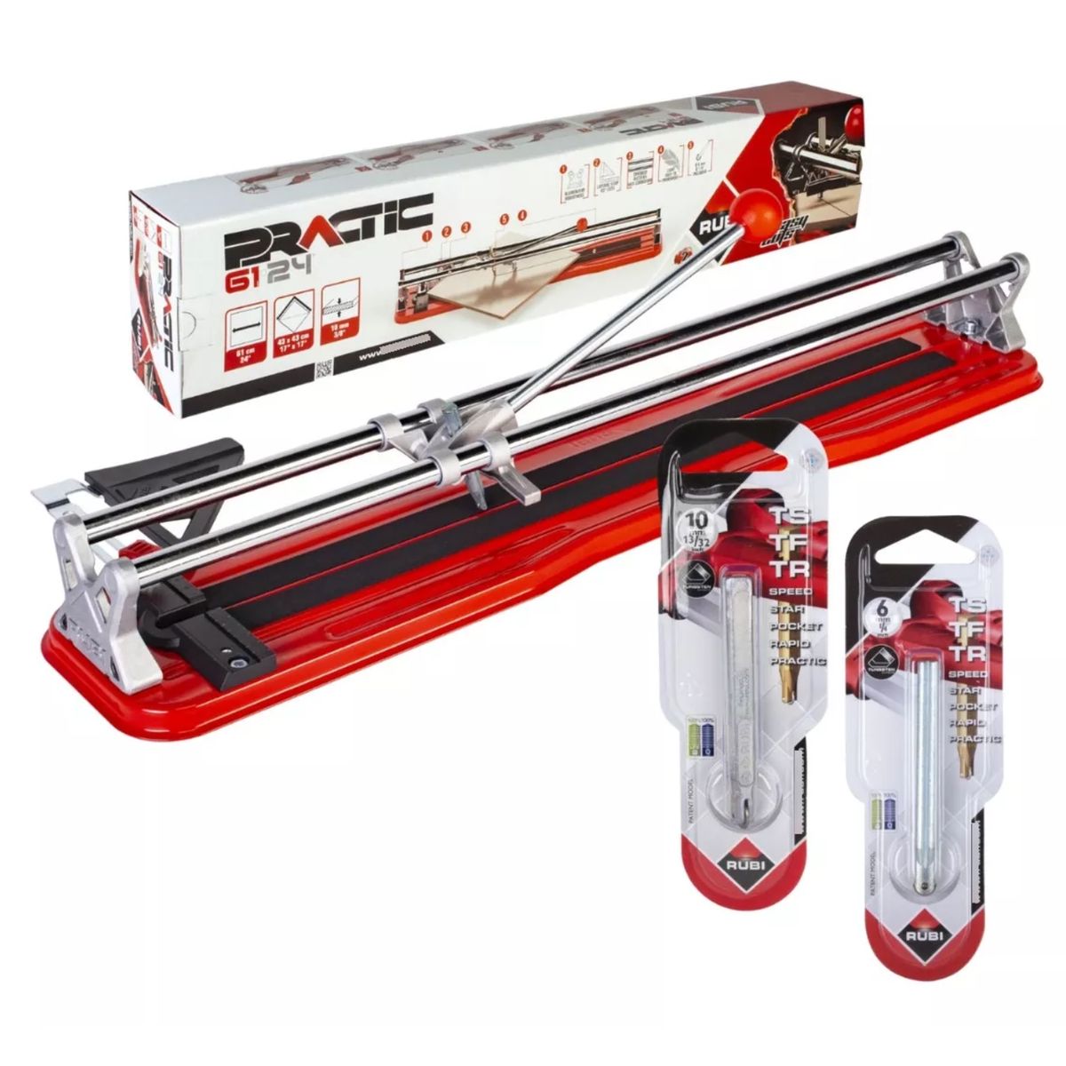 RUBI - Cortadora De Ceramica Rubi Practic 61 Con 2 Rodeles.