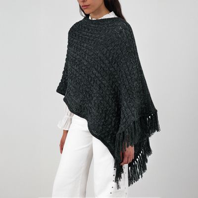 Imagen 2 del producto Poncho Flecos Gris Mujer