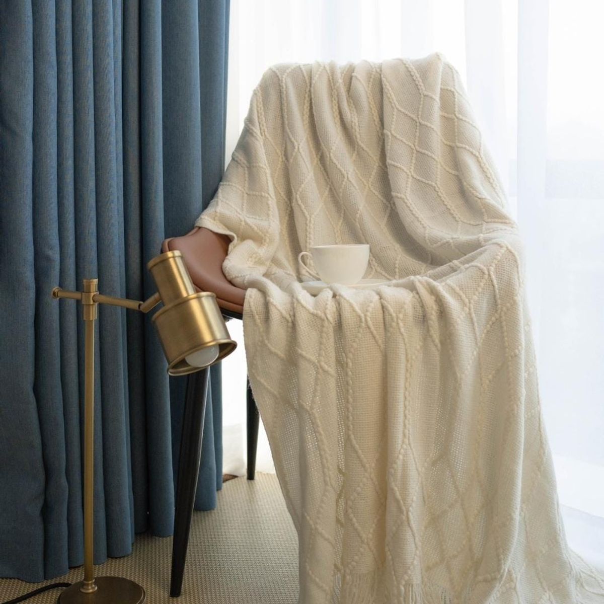 GENERICO - MANTA DE CHENILLE SUAVE DECORATIVA  SOFA Y CAMA FLECOS