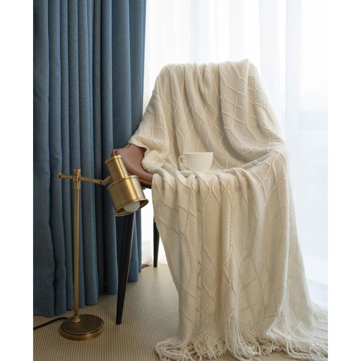 GENERICO - MANTA DE CHENILLE SUAVE DECORATIVA  SOFA Y CAMA FLECOS