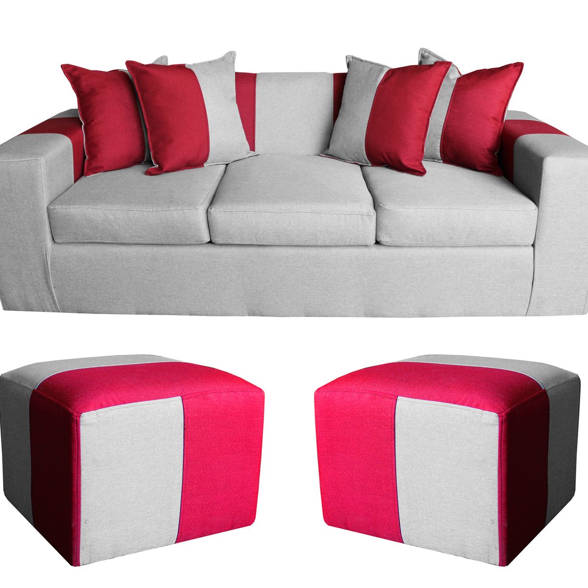 GENERICO - SOFA + 2PUFF AGUSTINA  GRISBURDEO