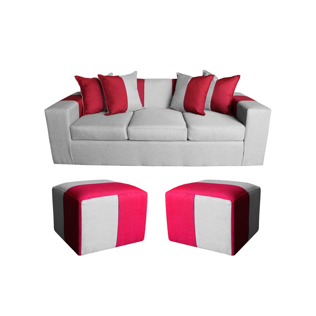 GENERICO - SOFA + 2PUFF AGUSTINA  GRISBURDEO