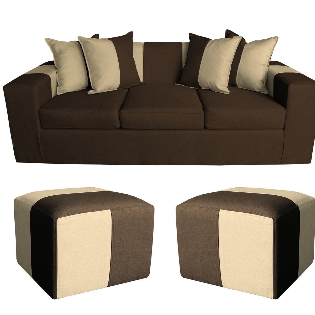 GENERICO - SOFA +2 PUFF BENJAMIN CAFE  BEIGE