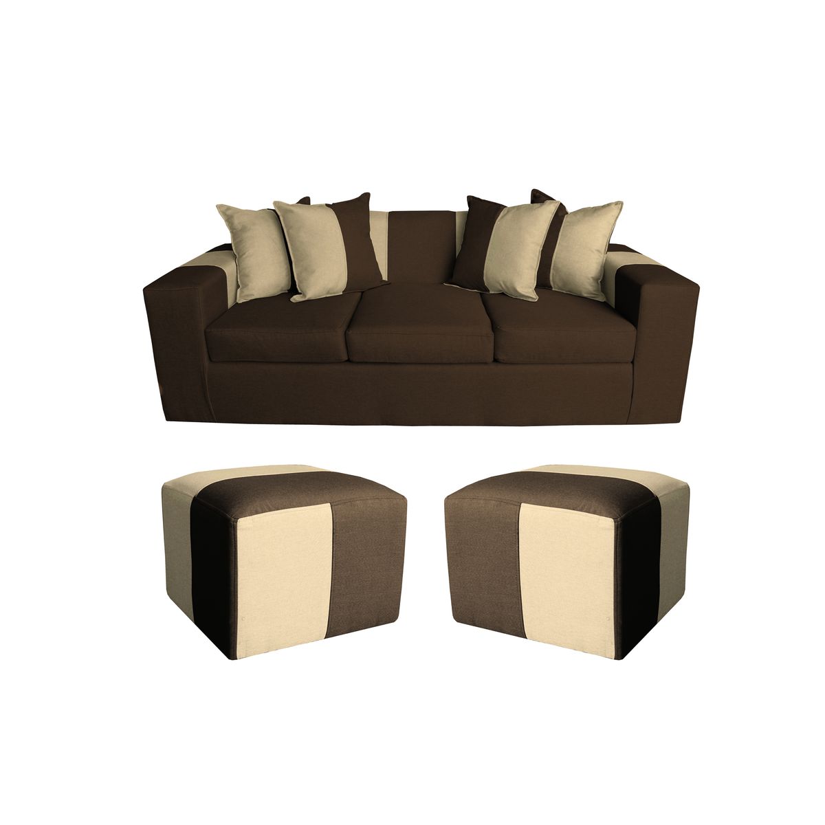 GENERICO - SOFA +2 PUFF BENJAMIN CAFE  BEIGE