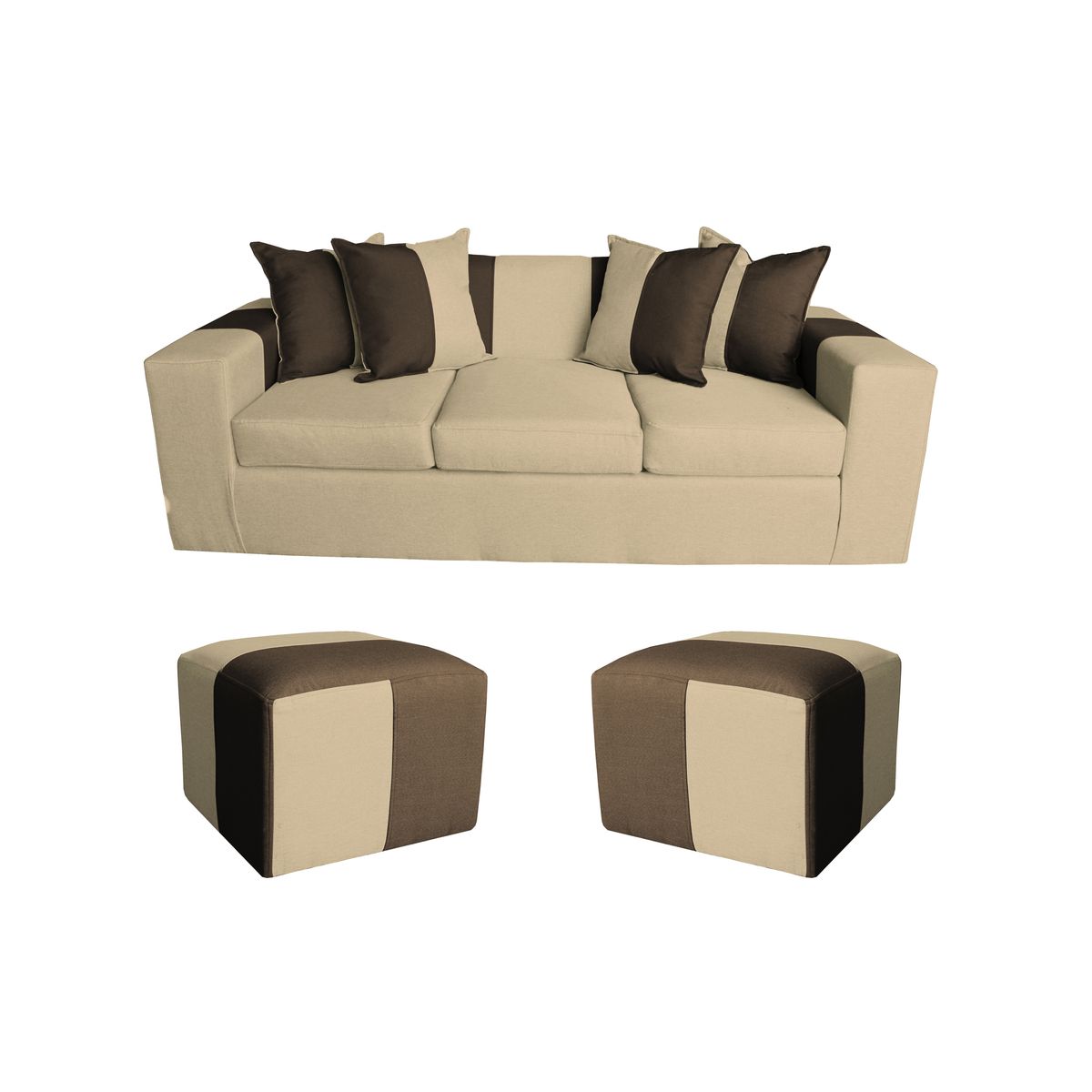 GENERICO - SOFA +2 PUFF BENJAMIN  BEIGE CAFE