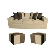 GENERICO - SOFA +2 PUFF BENJAMIN BEIGE CAFE