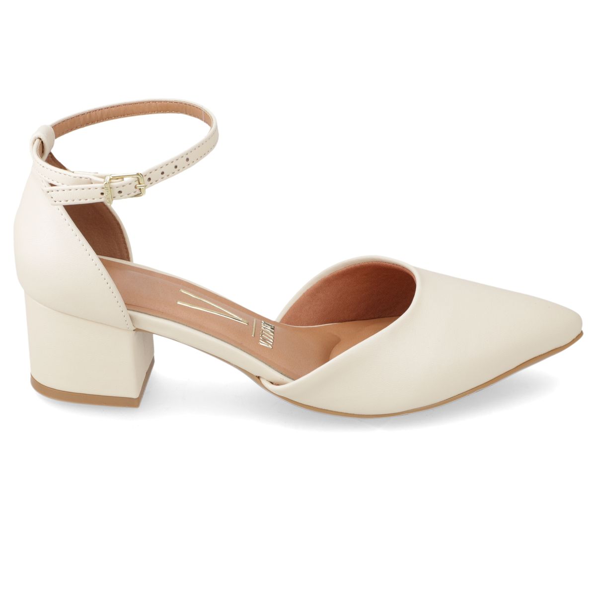 VIZZANO - Zapato Taco Stiletto Mujer Taco Cuadrado 5cm EcoCuero Crema