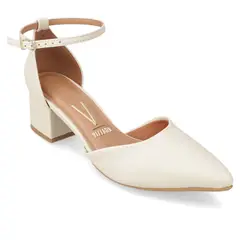 VIZZANO - Zapato Taco Stiletto Mujer Taco Cuadrado 5cm EcoCuero Crema