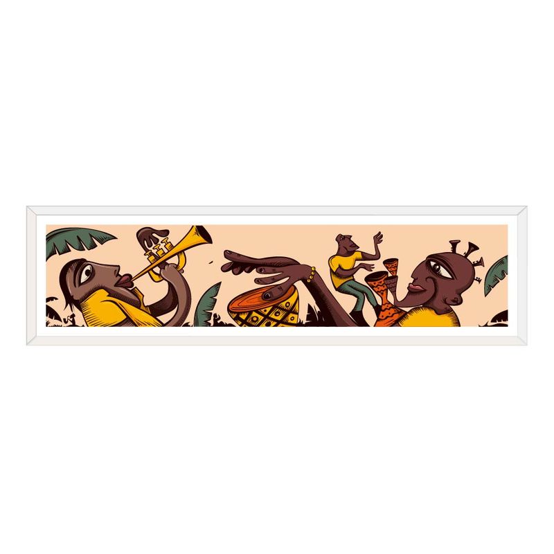 ALCUADRADO - Cuadro individual Panorámico Ritmo Tribal 80x20 cm Blanco