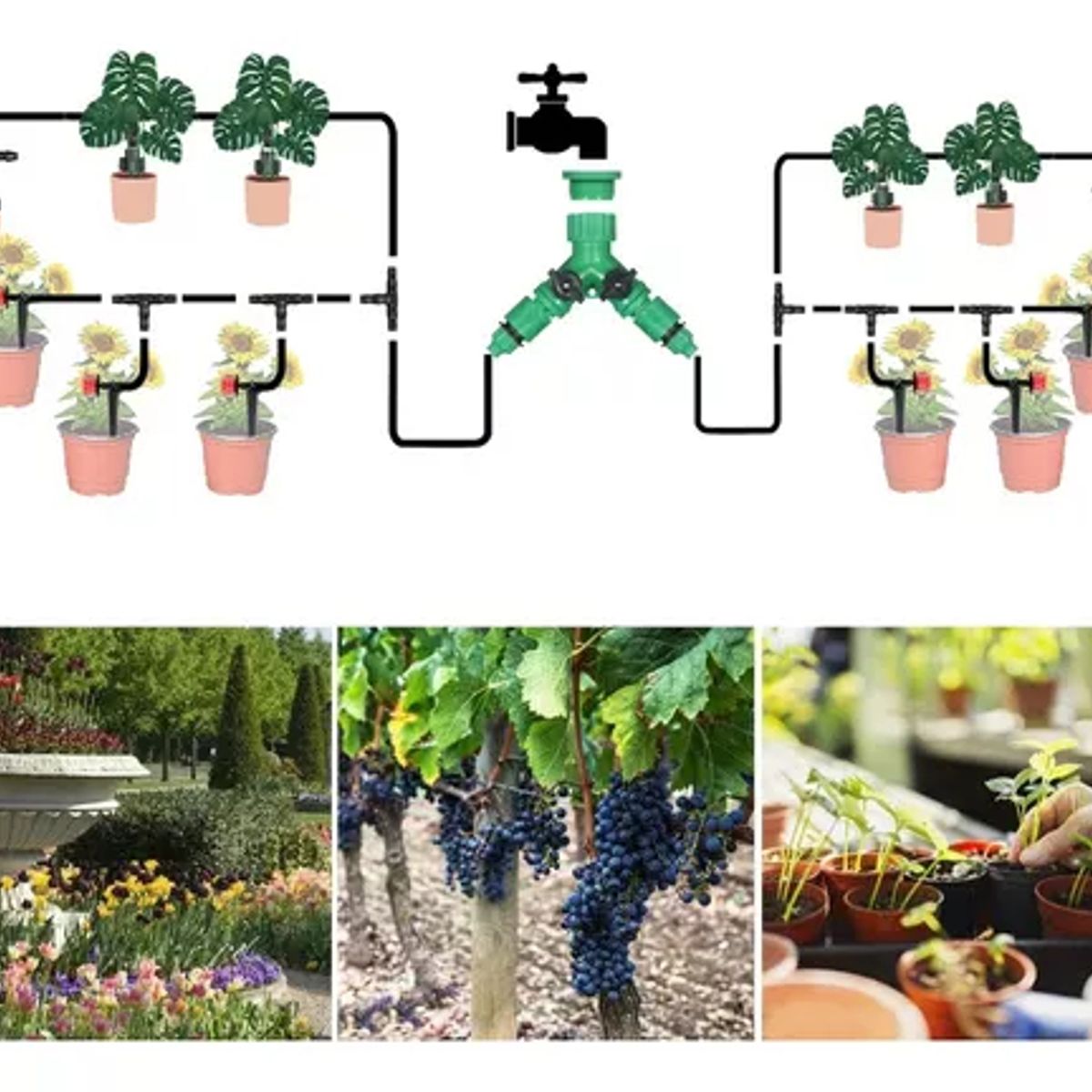 TIOZONEY - Kit De Riego Sistema Automático Goteo 40m 164pcs