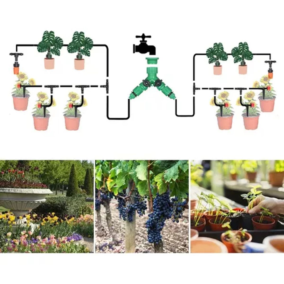 TIOZONEY - Kit De Riego Sistema Automático Goteo 40m 164pcs