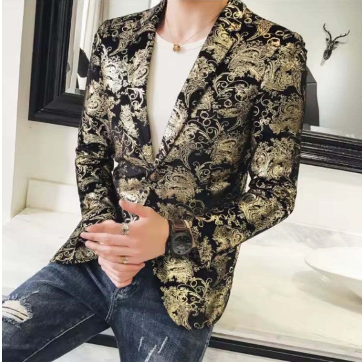 XPRESS RECHARGE - Blazer De Flor Casual Para Hombre