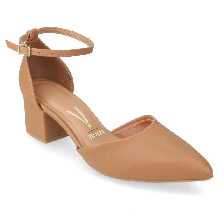 Zapato Taco Ancho Camel Mujer