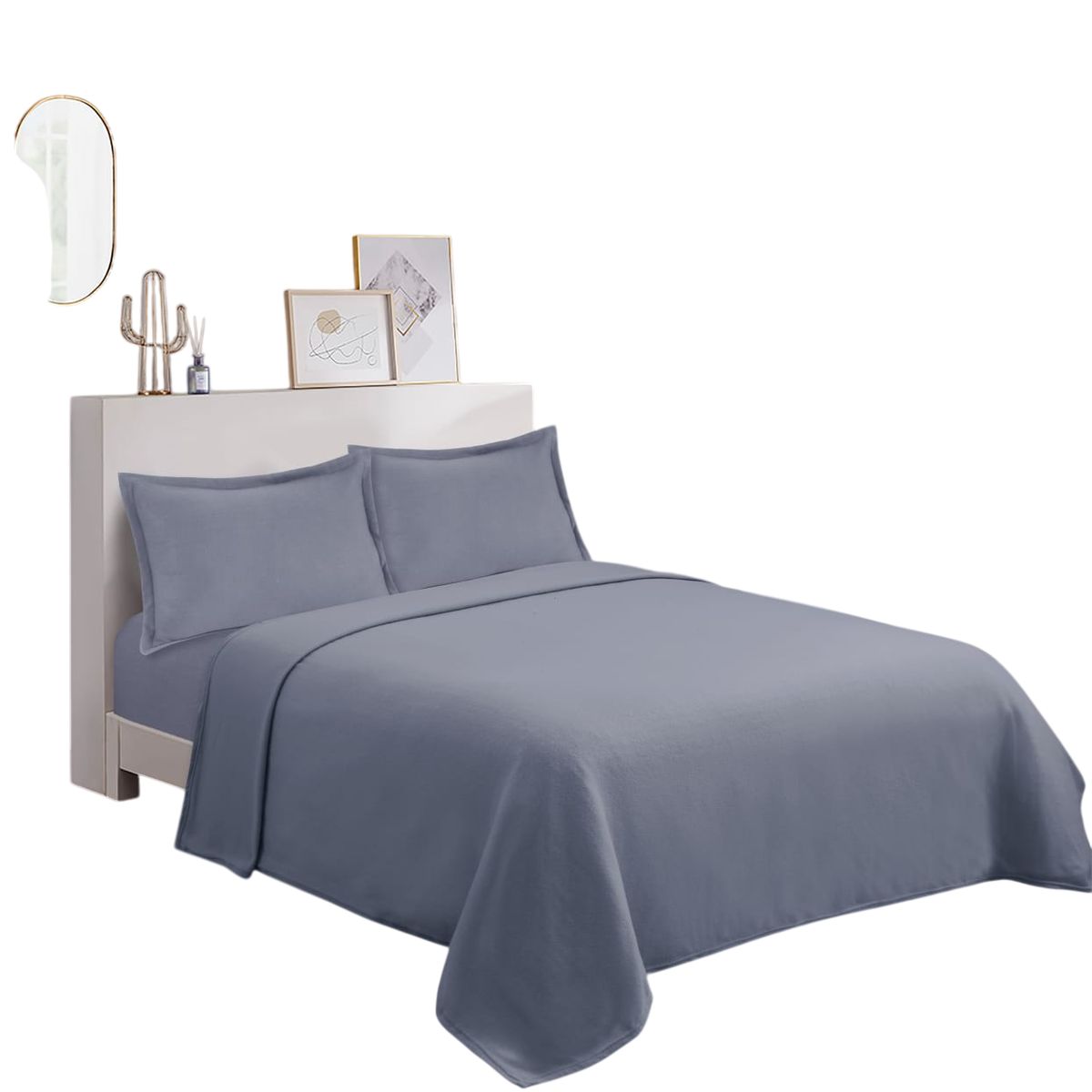 GENERICO - Sabana polar  liso color 2plazas + funda de almohadas