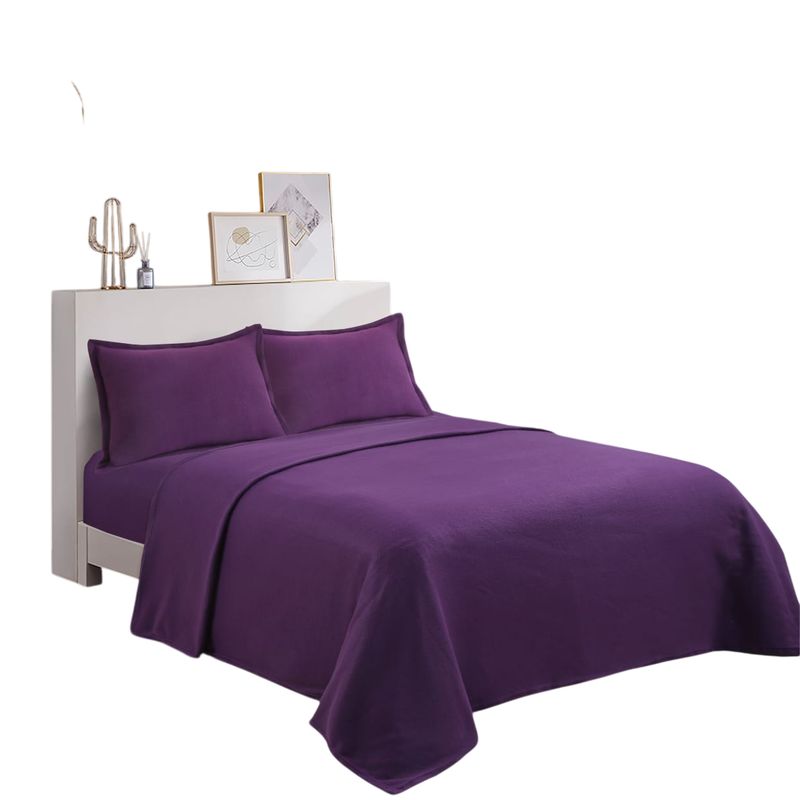 GENERICO - Sabana polar  liso color 2plazas + funda de almohadas
