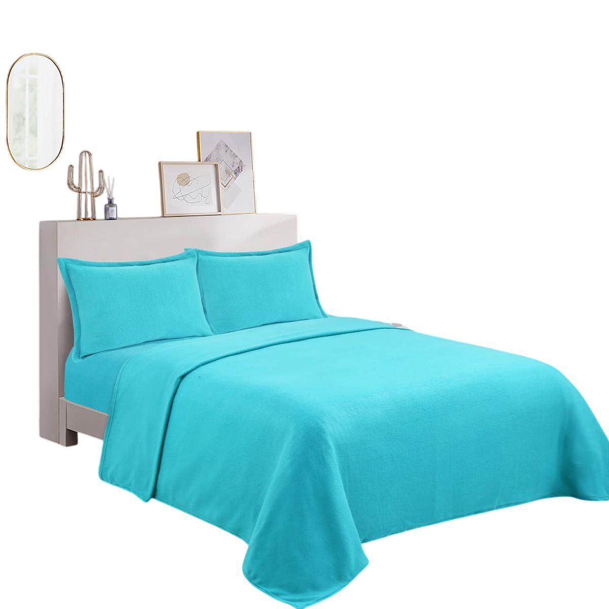 GENERICO - Sabana polar  liso color 2plazas + funda de almohadas