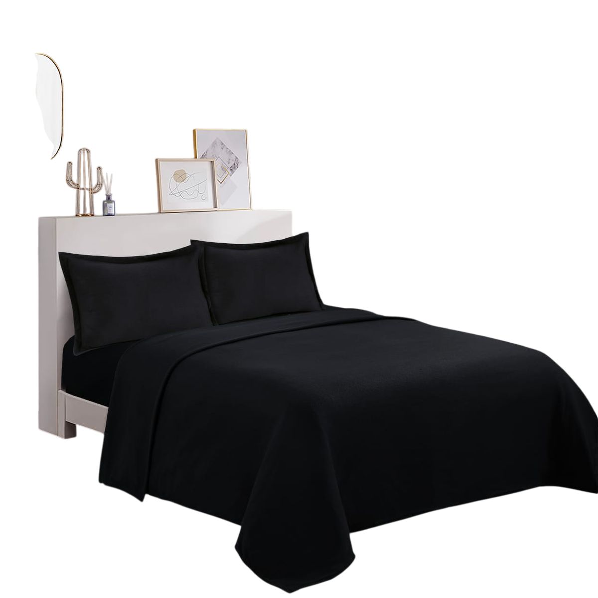 GENERICO - Sabana polar  liso color 2plazas + funda de almohadas