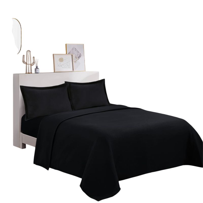 GENERICO - Sabana polar  liso color 2plazas + funda de almohadas
