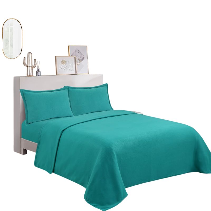 GENERICO - Sabana polar  liso color 2plazas + funda de almohadas