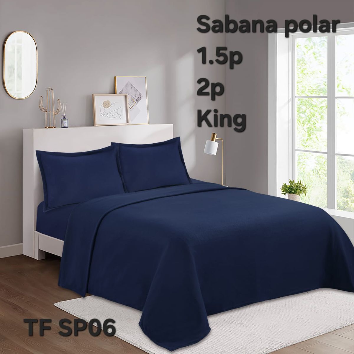 GENERICO - Sabana polar  liso color 2plazas + funda de almohadas