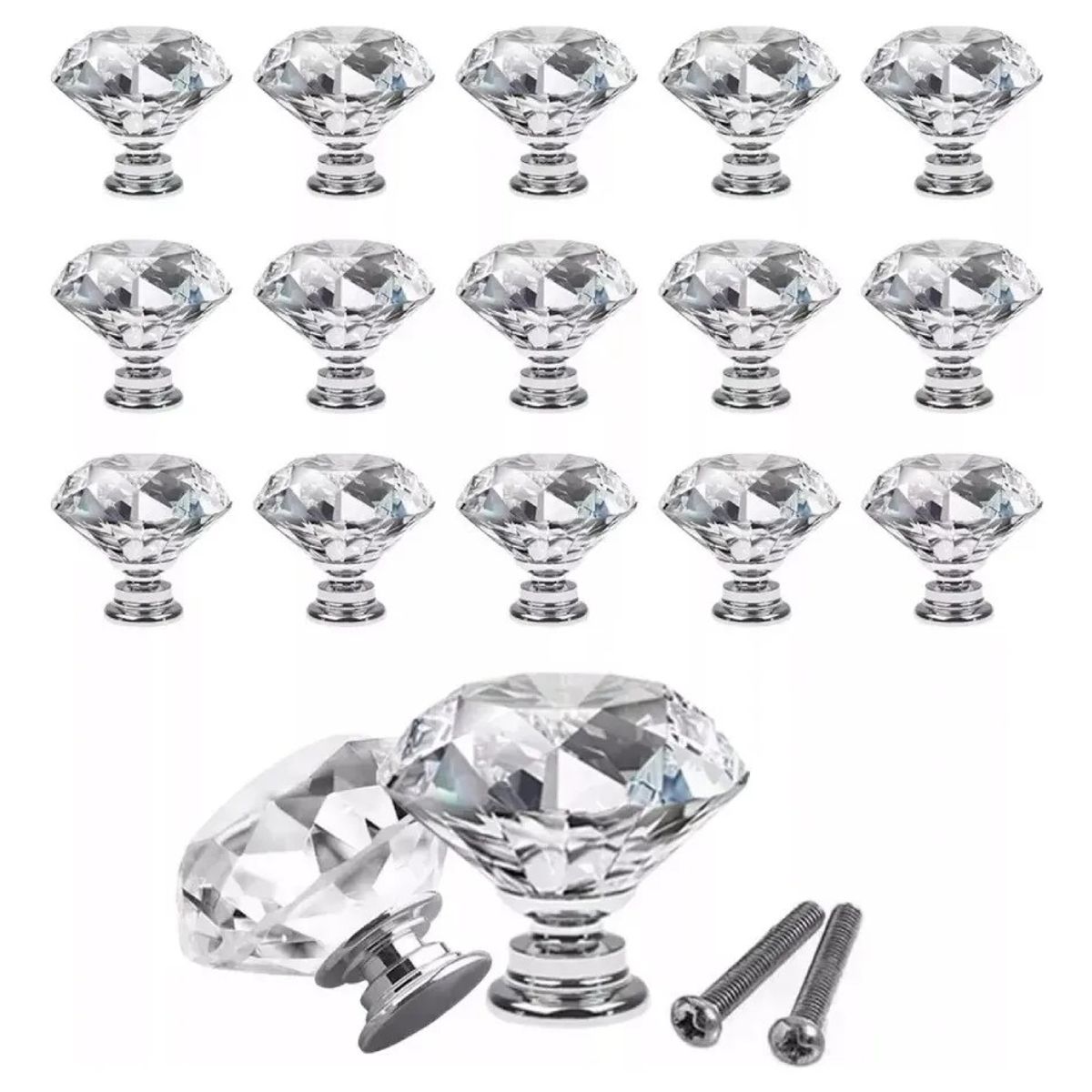 MUNDO MAGIA - Mango De Cristal Con Forma De Diamante Para Cajones Armarios