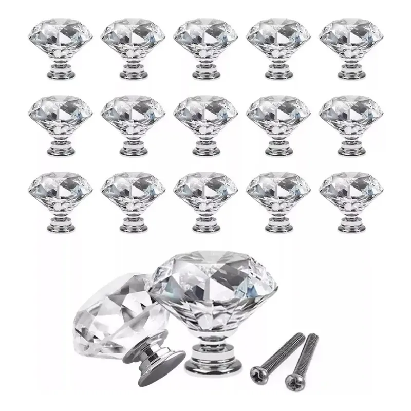 MUNDO MAGIA - Mango De Cristal Con Forma De Diamante Para Cajones Armarios