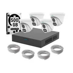 UNIARCH - Kit 4 Camaras Domo Dual Light Audio Poe 3mp Dd 500gb