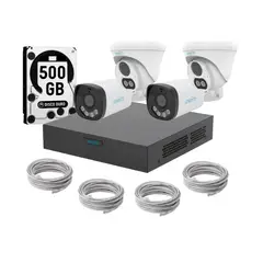 UNIARCH - Kit 4 Camaras Dual Light Audio Poe 3mp Dd 500gb