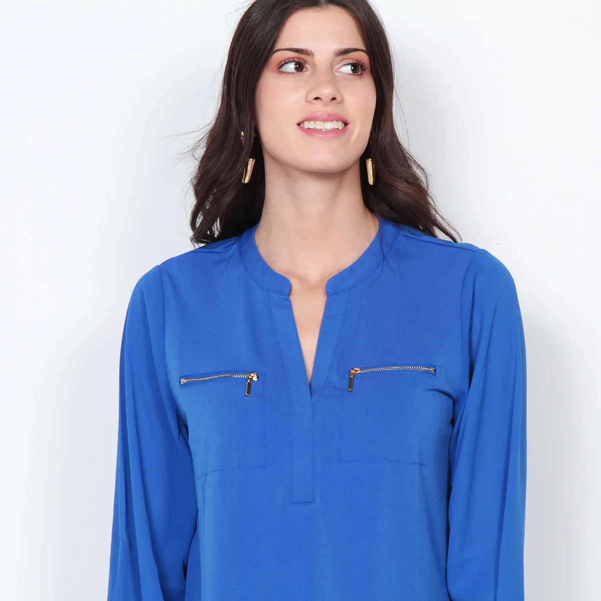 WADOS - BLUSA MANGA LARGA CON CIERRE EN DELANTERO Y TAPETAS