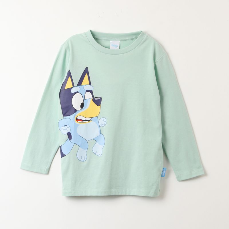 BLUEY - Polera Manga Larga Niño Personajes Verde Bluey