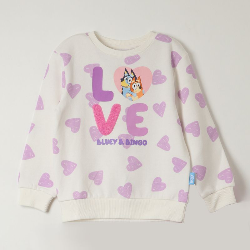 BLUEY - Poleron Cerrado Niña Love Blanco Bluey