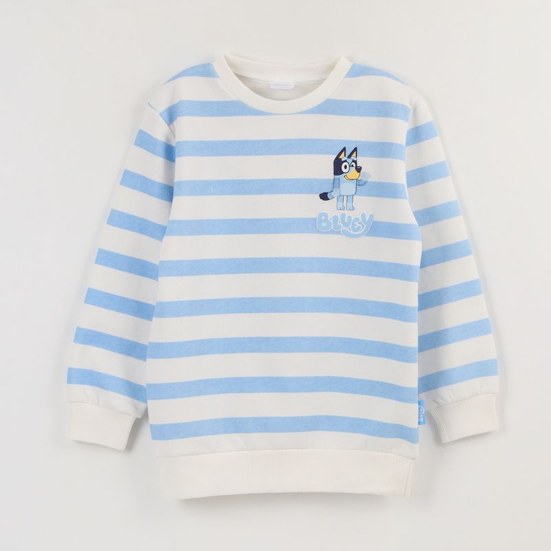 BLUEY - Poleron Cerrado Niño Rayas Blanco Bluey.