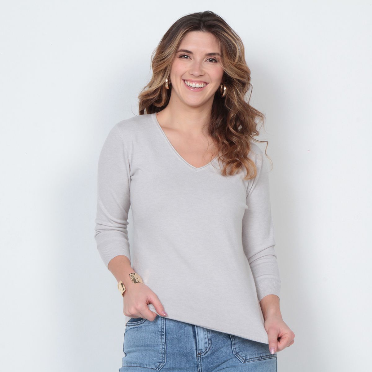 WADOS - SWEATER MANGA 3/4 SOLIDO ESCOTE V