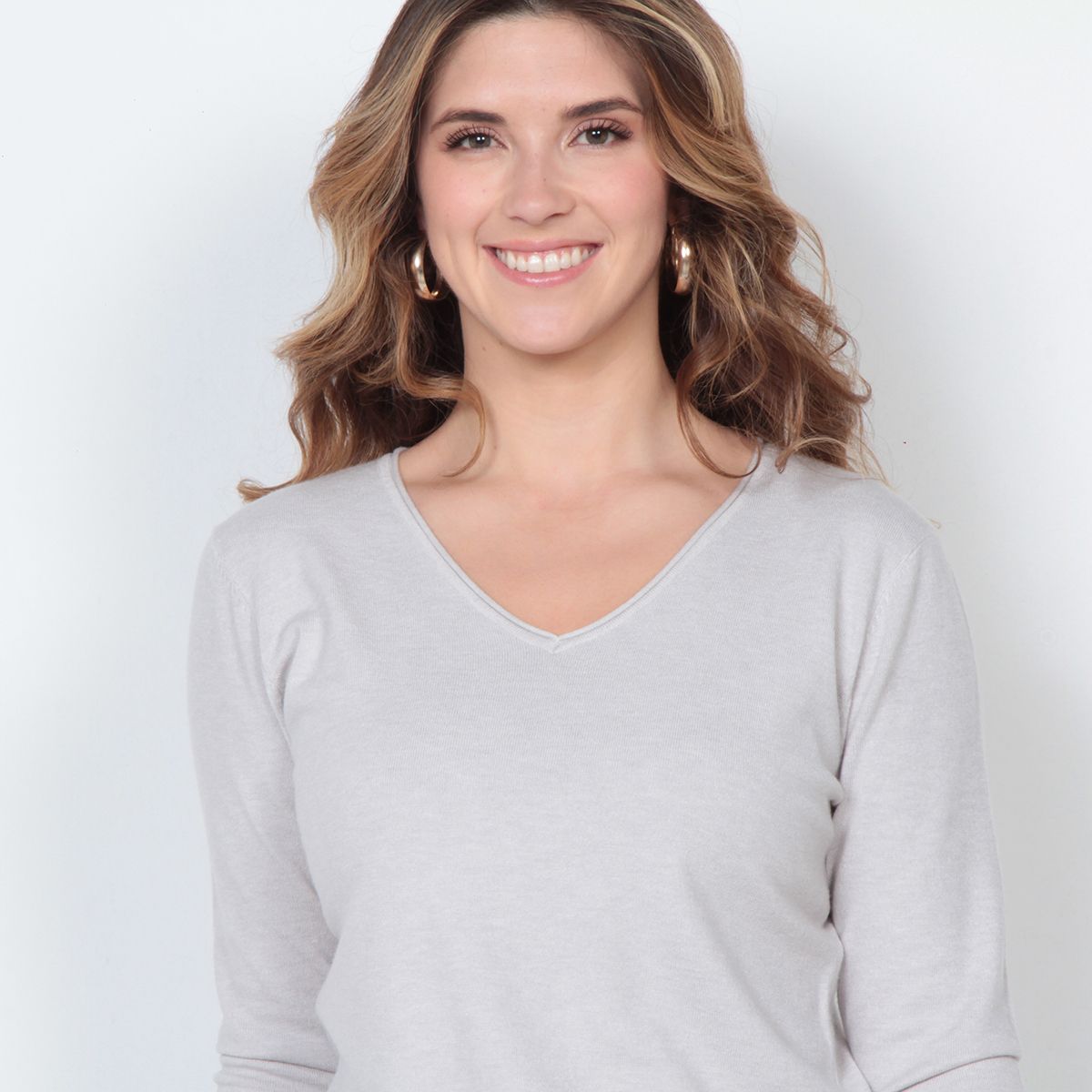 WADOS - SWEATER MANGA 3/4 SOLIDO ESCOTE V