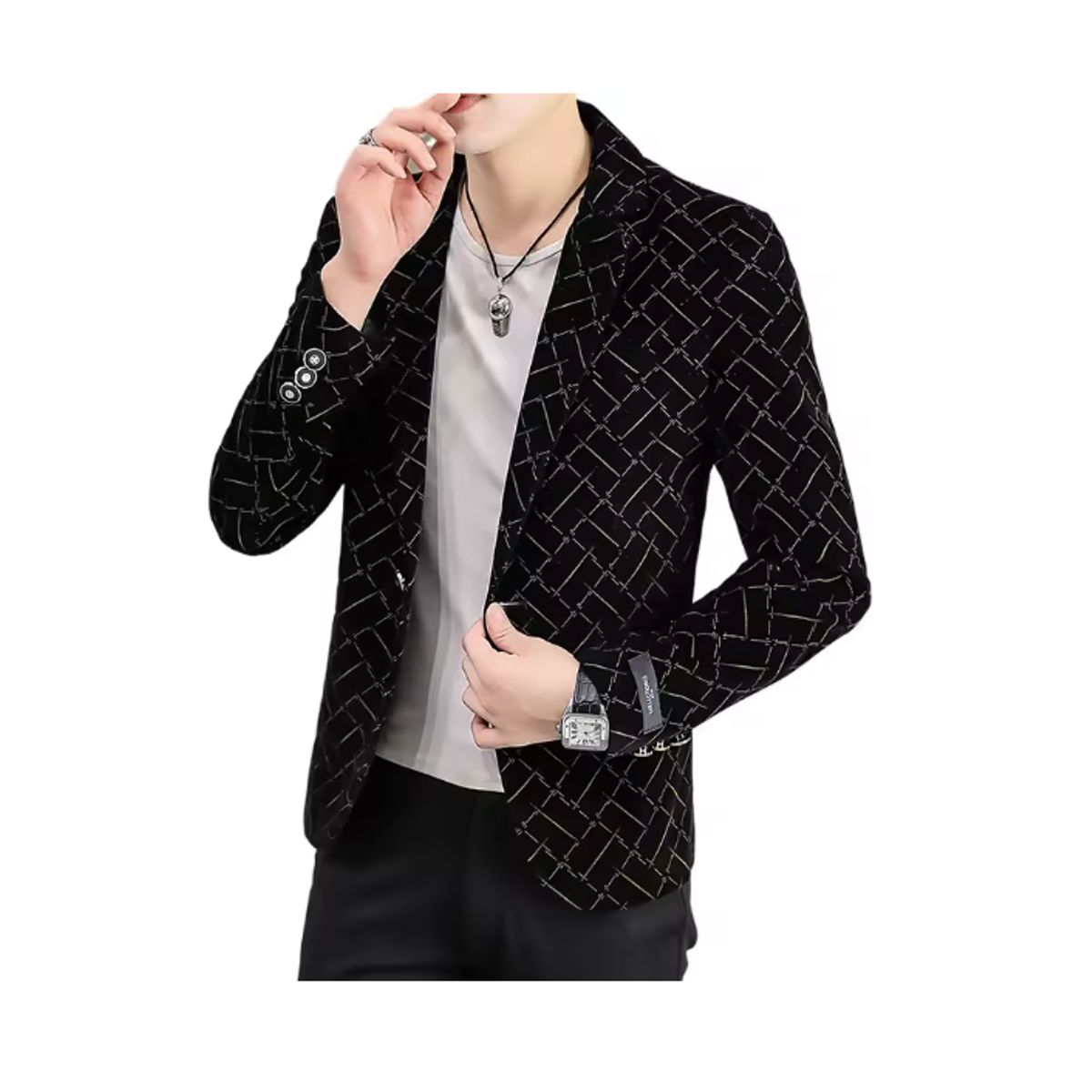 XPRESS RECHARGE - Blazer negro de un solo boton de alta calidad