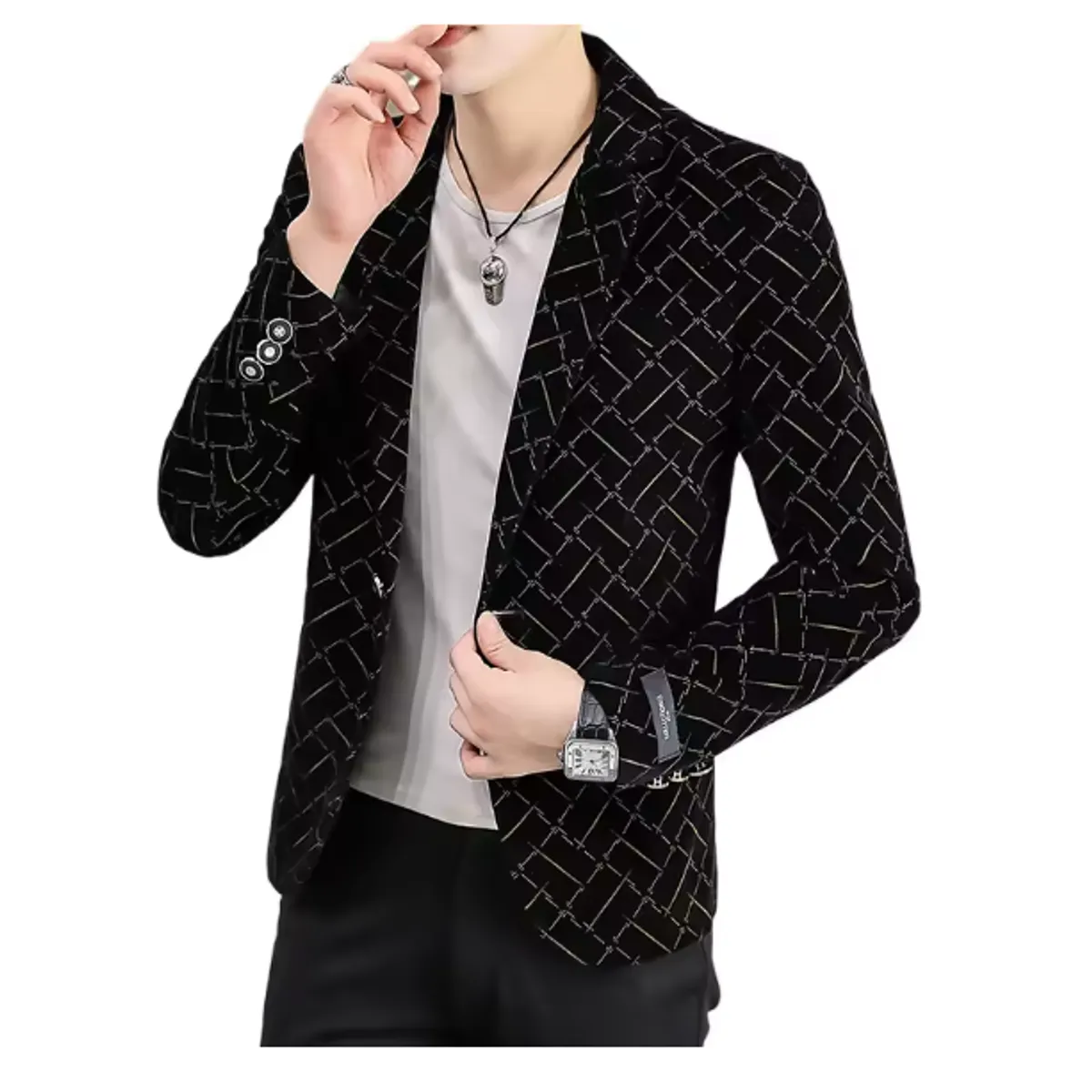 XPRESS RECHARGE - Blazer negro de un solo boton de alta calidad