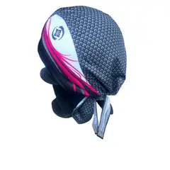 GENERICO - Bandana Para Cabeza Motociclista Negra Con Rosado Y Blanco