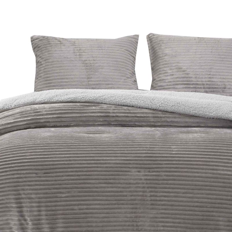 DIB - Cobertor  Reversible Sherpa 2 Plazas Cotelón Gris.